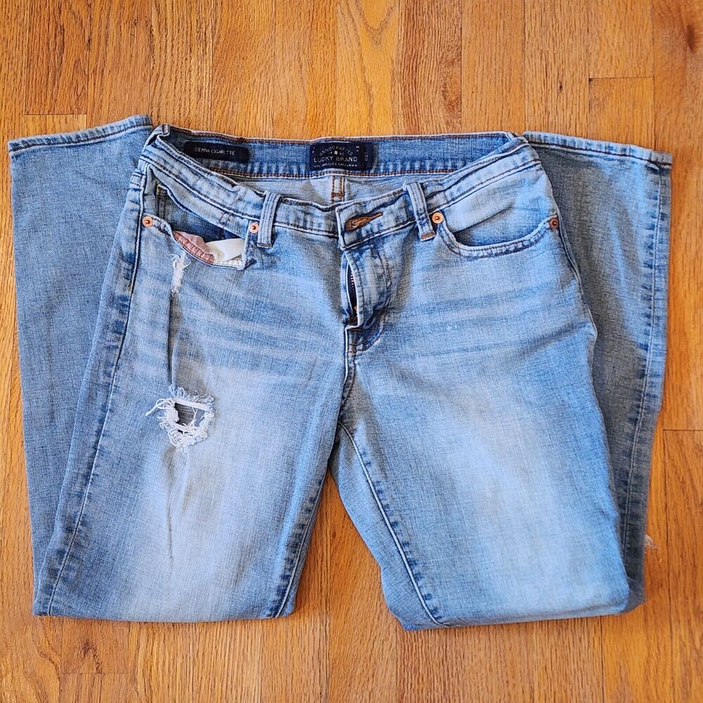 Lucky Brand Sienna Cigarette Light Washed Distressed Skinny Jean Size 4/27